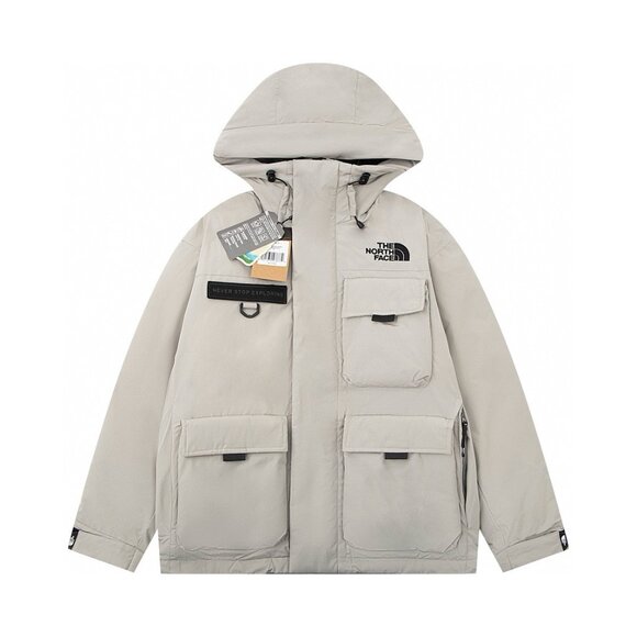 The North Face multi-pocket hooded down jacket